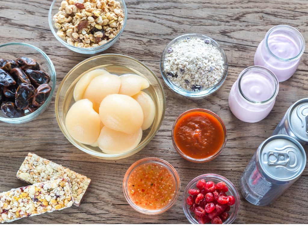 Table with dressings and food