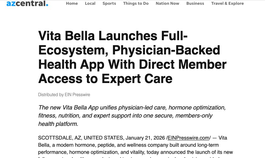 Vita Bella Launches Full-Ecosystem, Physician-Backed Health App