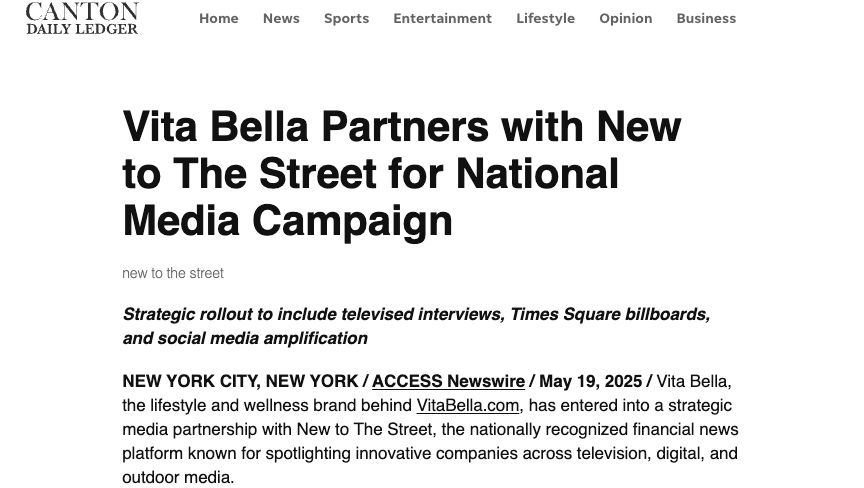 Vita Bella Partners with New To The Street
